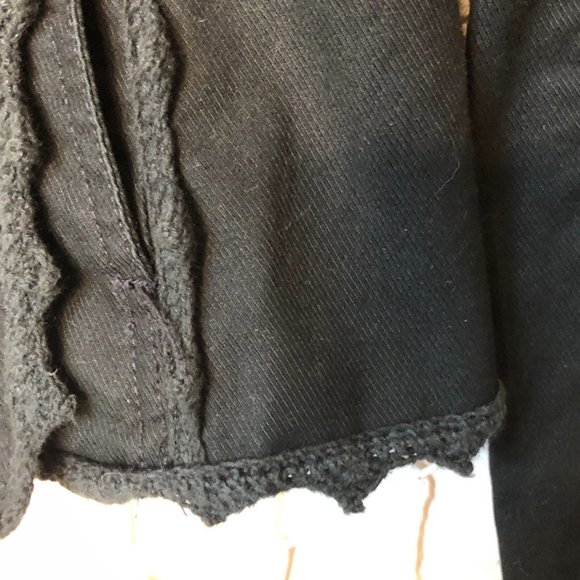 Vintage 22 DECEMBER Black Boho Double Breasted Jacket with Crochet Trim S - Picture 5 of 8
